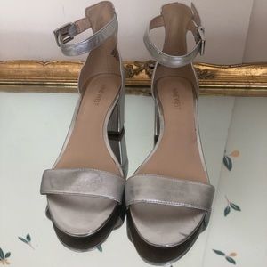 Nine West silver chunky heels